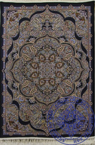 Персидский иранский Ковер 1000/3000 3043 navy-blue от интернет-магазина Династия Хан