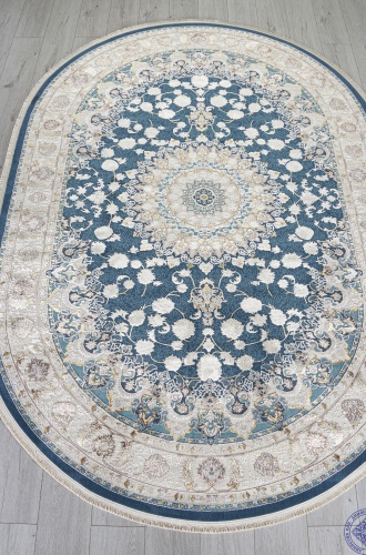 Турецкий Ковер ZARINA A050B - D.BLUE / CREAM - Овал 