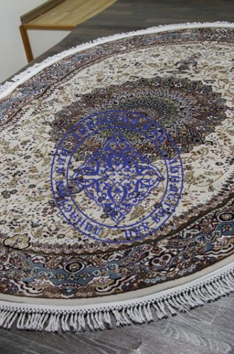 Ковер SHAHREZA d205 cream-blue овальный от интернет-магазина Династия Хан